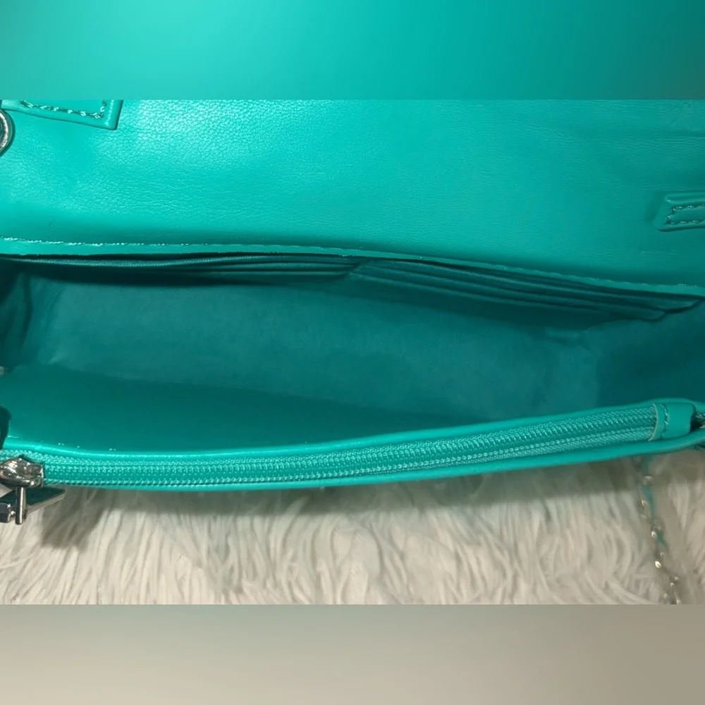 Badgley Mischka Small Chevron Quilted Crossbody Bag In Green Teal - NWT